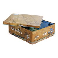 Boîte à lunch en métal verrouillable OEM avec poignée, design personnalisé carte pirate, boîte de rangement en fer blanc pour cadeaux d'enfants