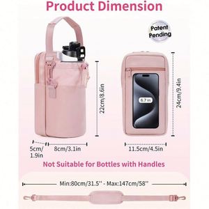 Portable Water Bottle Bag Mobile Phone Pocket New Cross-Border Fashion Classic Canvas Storage Strap Water Bottle Suspender Bag - Product Image 3