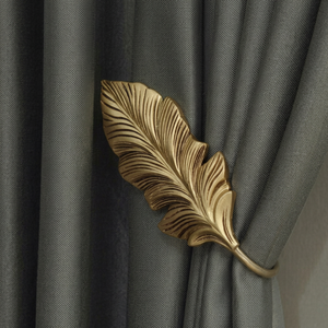 Metal Feather Curtain Holdback Elegant Modern Design Antique Finish Decorative Window Hardware - Product Image 1