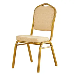Modern kırmızı kumaş restoran sandalyeler lüks düğün etkinlikleri için klasik çelik otel ziyafet toptan altın renk olay oturma