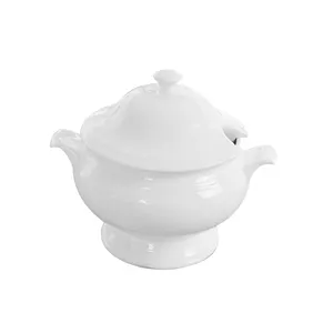 chaozhou ceramic white porcelain ceramic soup pot tureen ladle for sale