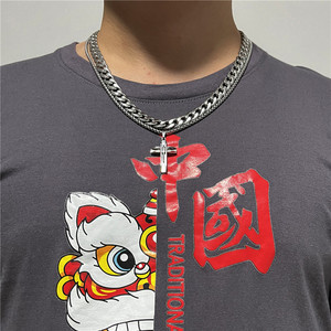 Men's Stainless Steel <b>Cross</b> Pendant Necklace Geometric Hollow Design Punk Style 12009 - Product Image 3