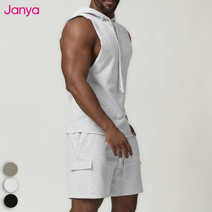 Logo personalizzato abbigliamento Bodybuilding Muscle allenamento Top gilet con <span class=keywords><strong>cappuccio</strong></span> palestra <span class=keywords><strong>senza</strong></span> <span class=keywords><strong>maniche</strong></span> canotta <span class=keywords><strong>felpa</strong></span> con <span class=keywords><strong>cappuccio</strong></span> per gli uomini - Product Image 4