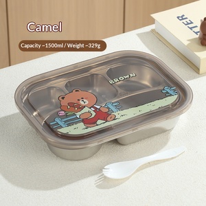 Boîte à lunch pour enfants en acier inoxydable 304 de qualité alimentaire avec compartiments, boîte à lunch scellée pour étudiants au design esthétique et ludique - Product Image 4