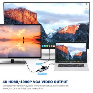 Mới đến loại C để USB3.0 * 3 + USB2.0 * 4 + VGA + RJ45 + SD + TF + âm thanh + HDMI + USB-C PD + sạc không dây 15-in-1 USB C HUB Docking Station - Product Image 6