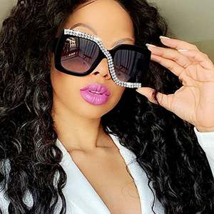 Gafas de Sol Cuadradas Vintage de Lujo con Logotipo Personalizado, Venta al Por Mayor de Fábrica, Gafas de Sol de Diamantes Extra Grandes con Protección UV400 para Mujer - Product Image 1