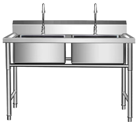 VICTORY KITCHEN Évier médical S/S à double cuvette de haute qualité Éviers en acier inoxydable avec 2 bassins pour laboratoire et hôpital - Product Image 5
