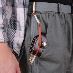 Porte-clés rétro en cuir véritable tanné végétal fait main Andong Bag, à suspendre à la ceinture, adapté aux hommes et aux femmes - Product Image 2