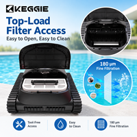 Robot nettoyeur de piscine mural KEGGIE CE RoHS, 4500 mAh, autonomie de 180 minutes, 3 moteurs sans balais, double brosse à rouleaux, navigation intelligente