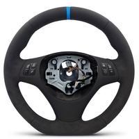 Volant en Alcantara complet avec bande supérieure rouge et bleue, fond plat, pour BMW Série 3, 5, 7 E60 E63 E70 E87 E84 E90 E91 E92 M3 M4 M5