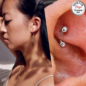 14G16G Bijou de piercing corporel barbell incurvé en Titane F136 pour Nombril, Sourcil, <span class=keywords><strong>Mamelon</strong></span>, Oreille, Daith, Rook, Langue, Anneau et Stud - Product Image 3