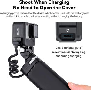 TELESIN para <span class=keywords><strong>GoPro</strong></span> 9 10 <span class=keywords><strong>11</strong></span> 12 cubierta lateral impermeable fácil extraíble tipo C puerto de cubierta de carga para <span class=keywords><strong>GoPro</strong></span> <span class=keywords><strong>Hero</strong></span> 9 10 <span class=keywords><strong>11</strong></span> batería - Product Image 6
