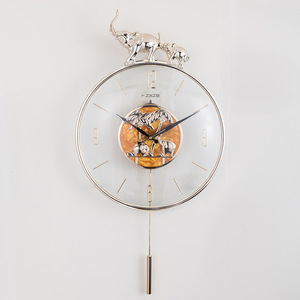 H Z X Z B Wall Clock Round Battery Powered Silent Decorative Elephant Design Home Hotel Use - Product Image 3
