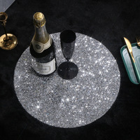 Sous-verre rond en strass Ychon, sous-plat scintillant en cristal argenté pour la décoration de table
