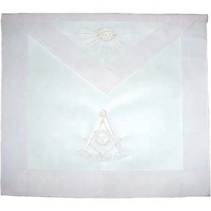 Wholesale OES Masonic Regalia Hand Embroidery Master Mason <b>Apron</b> Silver Bullion Wire Masonic White <b>Apron</b> - Product Image 3