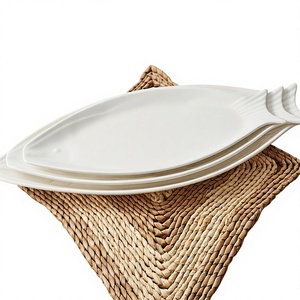 <span class=keywords><strong>Assiette</strong></span> en <span class=keywords><strong>porcelaine</strong></span> <span class=keywords><strong>blanche</strong></span> en forme de poisson, épaissie et renforcée au magnésium, compatible micro-ondes, <span class=keywords><strong>design</strong></span> créatif sous glaçure, fraîche et mignonne - Product Image 1