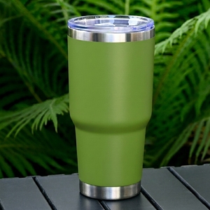 30oz <b>Double</b> <b>Wall</b> Vacuum Insulated Stainless Steel Car Tumbler with Leak Proof Lid Powder Coated Travel Coffee Mug - Product Image 1