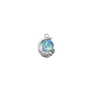 Pendentif planète en alliage avec perle et strass en forme de demi-lune pour la fabrication de bijoux GJ296 - Product Image 5