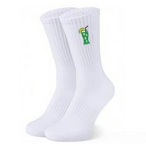 Custom Thick Cushion Men's Crew <b>Socks</b> Knitted Athletic Tube Sport <b>Socks</b> with Cartoon Embroidery Logo for ODM Supply Black White - Product Image 4