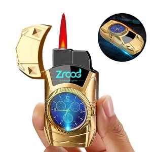 Briquet électronique Zroog à double arc, design flamme rouge, pour hommes, idéal pour l'utilisation de cigarettes ou comme cadeau - Product Image 1