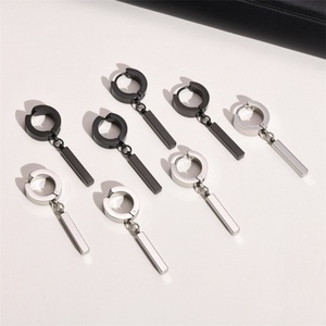 Fashion Fine Personalized Jewelry Stainless Steel Blank bar Charm <b>Hoop</b> <b>Earring</b> for Men - Product Image 6