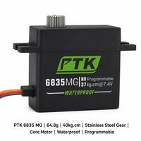 Servo Digital PTK 6835 MG 64.8g Resistente al Agua HV con Engranaje de Acero Inoxidable, 40kg de Torque, Programable para RC de Ala Fija, Coche RC y Helicóptero