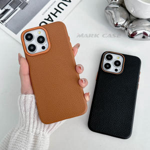 Coque de téléphone en TPU à motif litchi, antichoc et compatible avec le chargement sans fil, pour <span class=keywords><strong>iPhone</strong></span> 17 <span class=keywords><strong>Pro</strong></span> <span class=keywords><strong>Max</strong></span> et <span class=keywords><strong>Samsung</strong></span> S25 <span class=keywords><strong>Ultra</strong></span> - Product Image 4