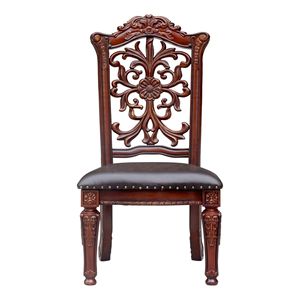 Chaises de salle à manger élégantes DB Brown et Cherry Side Chair, lot de 2 avec garniture en tête de clou - Product Image 2