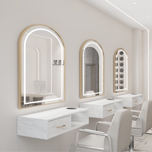 Sillón de Barbería de Diseño Moderno con Luz LED y Espejo, Muebles de Salón de Belleza y Peluquería Hechos de Metal - Product Image 4