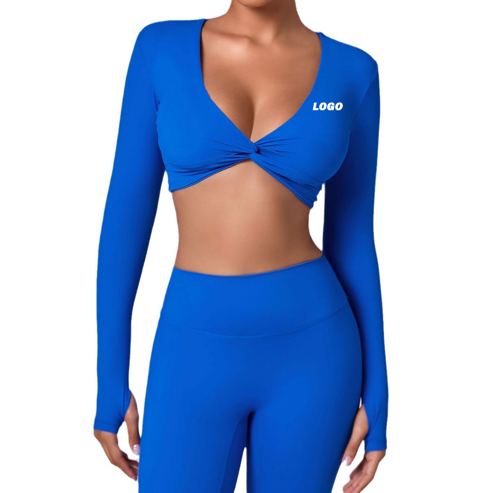 Women's Custom Long Sleeves Crop Tops Lightweight Breathable Yoga Sports Wear with Padded Top Solid Workout Athletic T-shirt