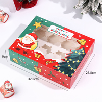 Boîte à cupcakes de Noël en forme de flocon de neige, boîtes à dessert en papier de Noël, emballage pour cupcakes de Noël avec fenêtre transparente