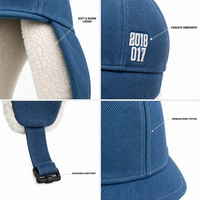 Gorro de mezclilla estilo trapper con orejeras plegables, forro de piel sintética, gorra Ushanka con visera plana, correa ajustable, estilo béisbol, cálido para invierno