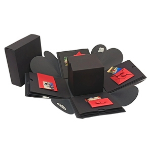 <span class=keywords><strong>Caja</strong></span> <span class=keywords><strong>de</strong></span> Regalo <span class=keywords><strong>Sorpresa</strong></span> Hecha a Mano, Ecológica y <span class=keywords><strong>de</strong></span> Alta Gama, con Solapas en Forma <span class=keywords><strong>de</strong></span> Corazón, Multicapa, Creativa, Negra y Roja, Personalizable - Product Image 1