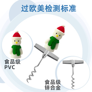 Christmas Snowman <b>Wine</b> Opener Zinc Alloy Bottle <b>Stopper</b> With Opener For Holiday Party Decorations - Product Image 4