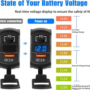 Cargador de coche con doble USB tipo C PD QC3.0, carga rápida, pantalla digital de 12V para uso en coche - Product Image 5