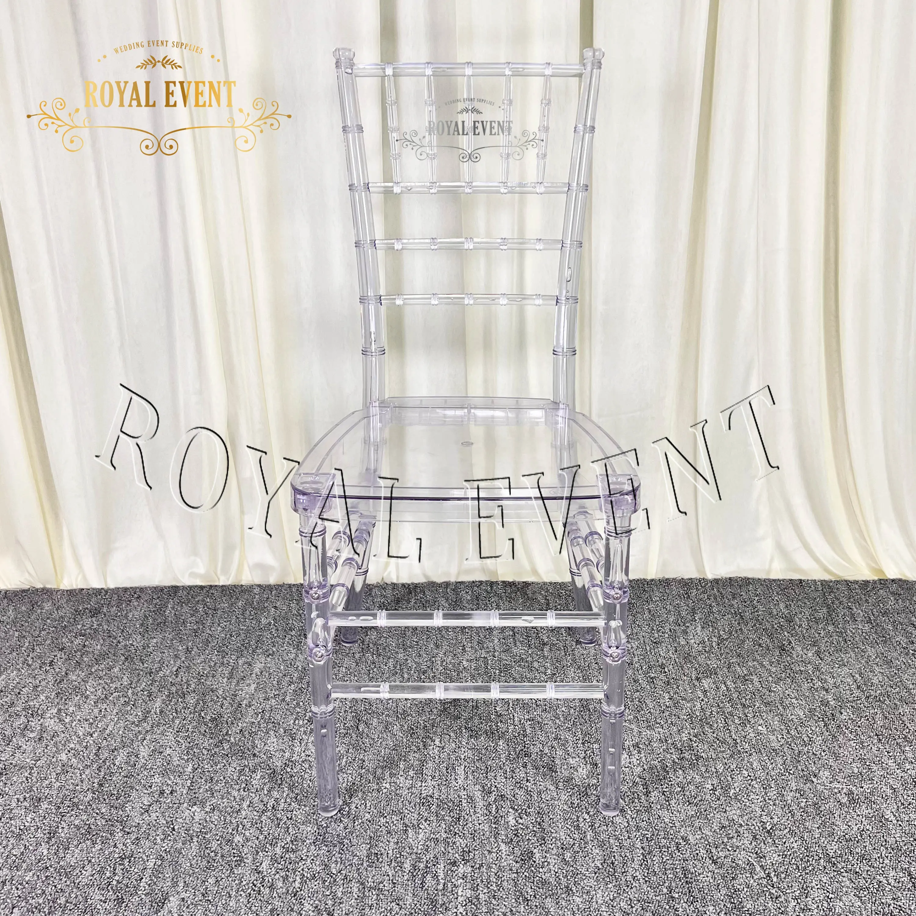 Chaise en résine transparente empilable pour événements de mariage, chaises Chiavari transparentes pour Banquet d'hôtel, vente en gros