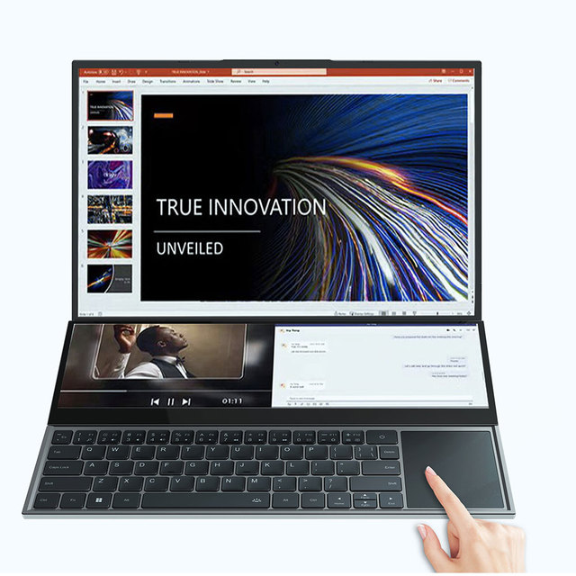 New 16+14 Inch IPS Dual-Screen Laptop Intel Core I7-9750H 64GB RAM 4TB SSD Windows 11 USB 3.0 for RJ45 Business Notebook