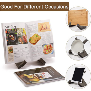 Handmade Wooden Recipe Rack Book Holder Kitchen Counter Stand Simple Style <b>Solid</b> <b>Wood</b> <b>Desk</b> Organizer - Product Image 2