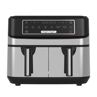 Friteuse à air numérique intelligente double, nouveau design, capacités 6L et 9.5L, multifonctionnelle, électrique, commerciale, numérique, carrée, double panier