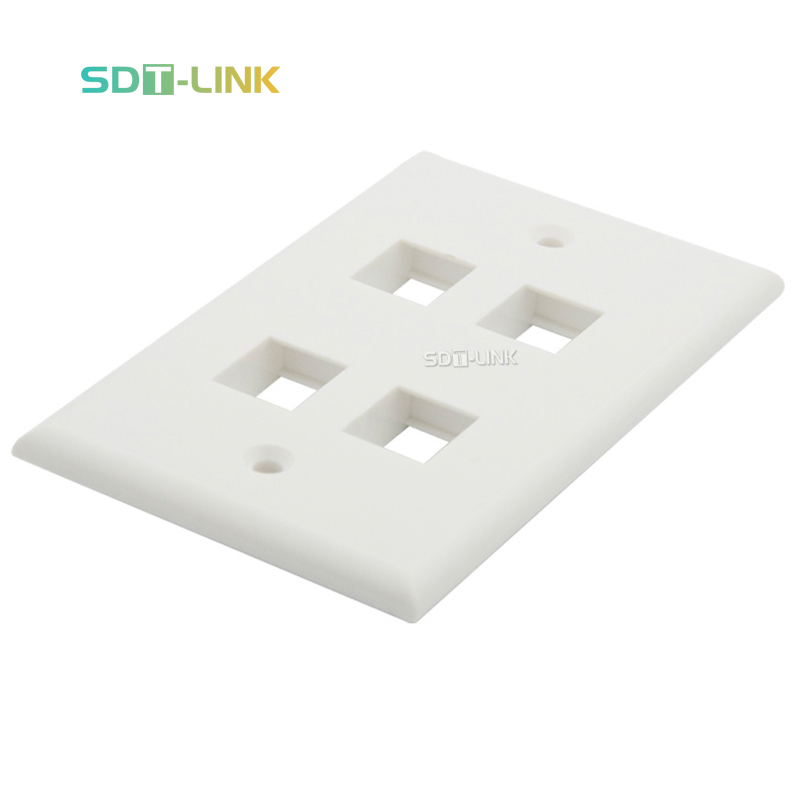 Новый Тип 4 порта гнездо RJ45 Крепление к стене с плоской поверхностью плиты Ethernet панель сетевых разъемов