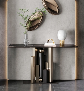 <span class=keywords><strong>Console</strong></span> d'<span class=keywords><strong>entrée</strong></span> de luxe en métal de style moderne, meuble mural étroit, design créatif, pour salon accessible aux personnes à mobilité réduite - Product Image 1