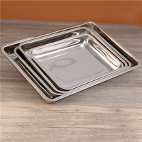 Plateau de service/plaque de cuisson en acier inoxydable 201, épaisseur 0,8 mm, écologique, grande taille, forme carrée, assiettes de qualité pour servir les aliments
