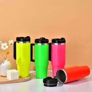 Gobelet isotherme extérieur en acier inoxydable avec poignée et paille, personnalisable avec logo, 30oz et 40oz, modèle H2.0 - Product Image 4