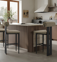 Tabouret de bar moderne et minimaliste en bois de frêne avec dossier, personnalisable, rembourré, pour comptoir, salle à manger et extérieur