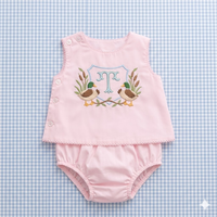 Ensemble de couches pour bébé bleu et rose vierge monogramme personnalisé Boutique en coton tissé pour enfants, garçons et filles