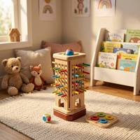 Juego de equilibrio de madera con palitos, torre de bolas que caen, desafío de dados, juego de mesa educativo para niños y familia