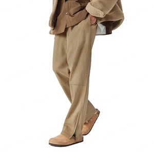 กางเกงขายาวหนังกลับสีกากีคุณภาพสูงสำหรับผู้ชาย ทรงตรง ทรงเข้ารูป สไตล์ลำลอง แฟชั่นใหม่ สตรีทแวร์ - Product Image 4