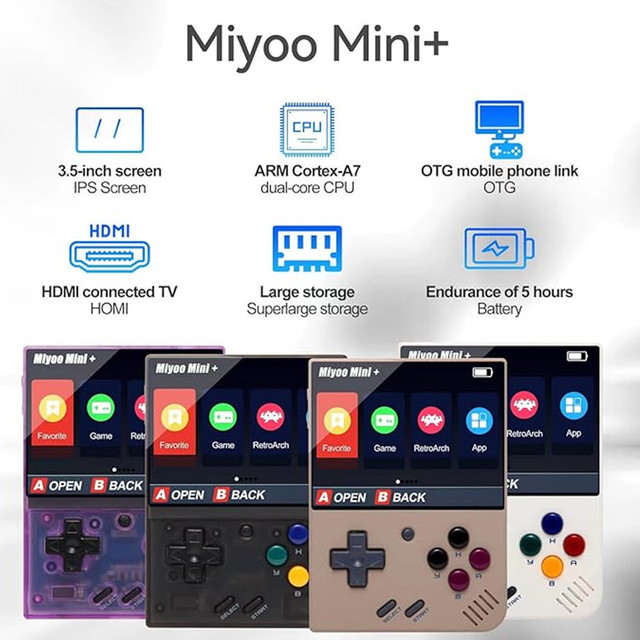 MIYOO Mini Plus+ V4 V2 V3 3.5 Inch IPS Screen Retro Handheld Game Console Miyoo Mini Plus with Storage Bag