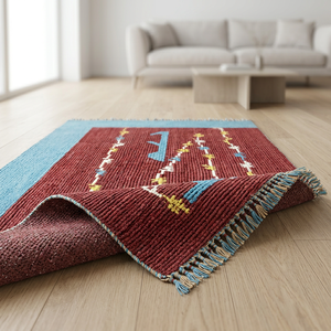 Ocean Art Collection Premium Wool Silk Plush <b>Pile</b> Kilim Geometric Pattern Extra <b>Thick</b> Non-Slip Designer <b>Rug</b> - Product Image 2