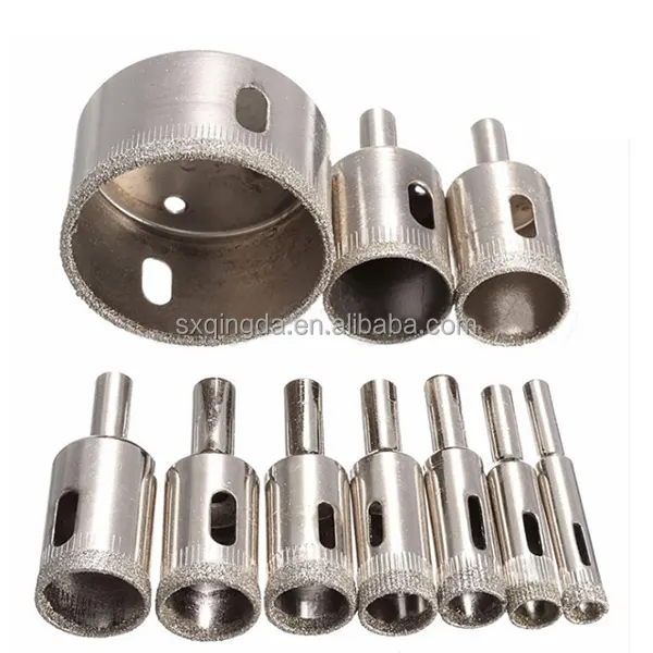 QINGDA Factory price 16 pcs per set Glass Hole Saw Electroplated Diamond Core Drill Bit for water wet drilling